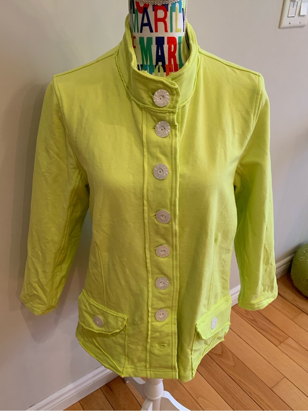 Neon Buddha Lime Green Button-Front Utility Jacket